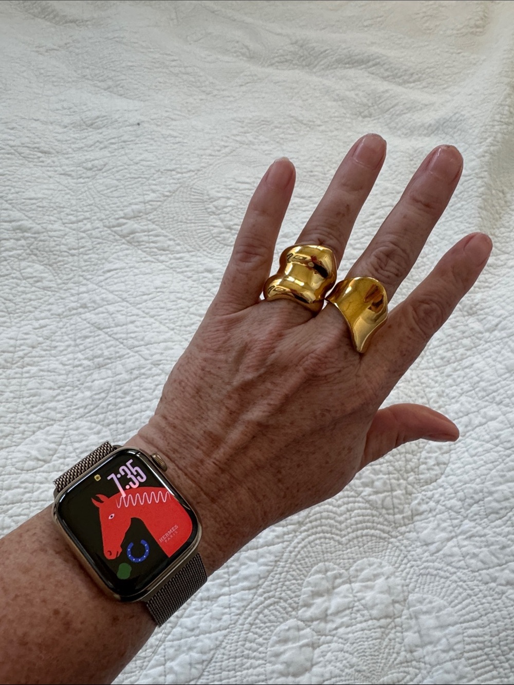 Boutique Greek Sculpted Gold-Tone Statement Ring